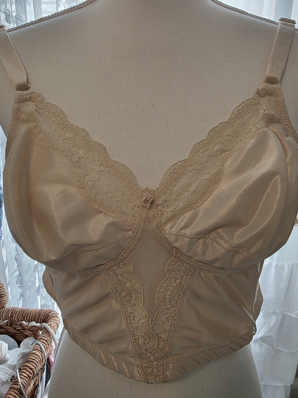 Playtex Lace-Trim Longline Bra Top in Champagne Beige